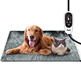 Feeko Pet Heating Pad, 16''x28'' Large Electric Heating Pad for Dogs and Cats Indoor Adjustable Warming Mat with Auto-Off and 6 Heat Setting, Chew Resistant Cord, Navy Grey