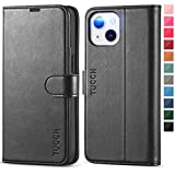 TUCCH Case for iPhone 13 Wallet Case, PU Leather Flip Folio Case with [Shockproof TPU Inner Shell], RFID Blocking Card Holder Kickstand Phone Cover Compatible with iPhone 13 6.1-inch 2021, Black