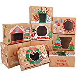 Bowount 36pcs Christmas Cookie Boxes for Gift Giving Christmas Bakery Boxes Treat Boxes with Window Gift Baking Box for Pastries Cupcakes Candy Holiday Treat and Party Favor 8.3x5.9x3.5 Inches