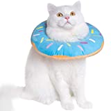 Woiworco Adjustable Cat Recovery Collar, Cute Cat Donut Collar, Soft Cone Collars for Cat, Wound Healing Protective Cone After Surgery Elizabethan Collars for Kitten Pets(S, Blue)