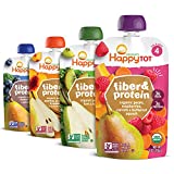 Happy Tot Organics Fiber & Protein Stage 4, 4 Flavor Variety Pack, 4 Ounce Pouch (Pack of 16)