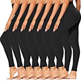 7 Pack High Waisted Leggings for Women - Soft Athletic Tummy Control Pants for Running Cycling Yoga Workout - Reg & Plus Size