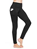 BALEAF Women's Fleece Lined Leggings Winter Yoga Leggings Thermal High Waisted Pocketed Pants Black L