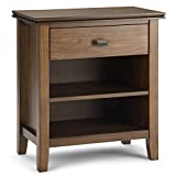 SIMPLIHOME Artisan 24 inches Wide Night Stand, Bedside table, Rustic Natural Aged Brown SOLID WOOD, Rectangle, with Storage, 1 Drawer and 2 Shelves, For the Bedroom, Contemporary Modern