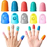 20 Pieces Rubber Finger Tips Guard 5 Sizes Non-Slip Finger Pads Grips Assorted Colors Finger Protector Covers for Sorting Task, Paperwork, Cutting, Wax Carving (XS/S/M/L/XL)