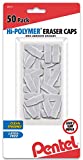 Pentel Hi-Polymer Cap Erasers, White 50-Pk (ZEH02BP50)