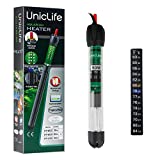 Uniclife Aquarium Heater 25W/50W/100W/200W Adjustable Submersible Heating Rod with Electronic Thermostat LED Indicator Light and Thermometer Sticker for Freshwater Marine Fish Tanks