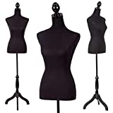 Female Mannequin Torso Dress Form Standing Manikin Body 60”-67” Inch with Tripod Stand Height Adjustable Mannequin Body for Sewing Dress Jewelry Display Women