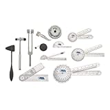 Goniometer Physical Therapy Complete Set W/Bonus Reflex Hammer Including 12,8,6 Inches Goni's Plus Two Bonus Measuring Tapes. Occupational Therapy Too