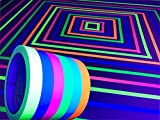 GreyParrot Tape UV Tape Blacklight Reactive, (6 Pack), (6 Colors), 33ft Per Roll, Fluorescent Cloth Tape, Glow in The Dark Tape Under UV Black Light