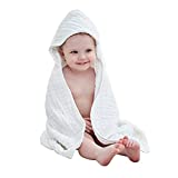 Baby Hooded Bath Towel 32x32in Large Bath Towel 100% Muslin Cotton 6 Layers for Boy Girls Soft & Absorbent by Yoofoss (White)