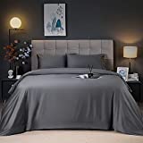 Shilucheng Cooling Breathable Bamboo Bed Sheets Set - King Size,1800 Thread Count Super Silky Soft with 16 Inch Deep Pocket, Machine Washable, 4 Piece (King,Dark Grey)