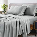 CozyLux 100% Organic Bamboo Sheets King Size Light Grey 300 Thread Count Oeko-TEX Certified Cooling Bed Sheets Set for Night Sweats 4PCS with 16" Deep Pocket Luxury Silk Feel Hotel Bedding Light Gray