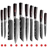 Soffiya Kitchen Knife Sets 10 piece, Chef Knives Professional High Carbon Stainless Steel for Vegetable Meat Fruit Cutting