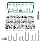 FOLIV Machine Screws Assortment Kit, 600PCS #6-32#8-32#10-24 Phillips Pan Head Screws Bolt Nut Flat Washers 304 Stainless Steel Bolts Assort Kit with Wrench