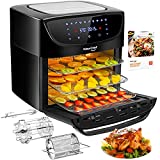 WowChef Air Fryer Oven Large 20 Quart, 10-in-1 Digital Rotisserie Dehydrator Fryers Combo with Racks, XL Capacity Countertop Airfryer Toaster for Family, 9 Accessories with Cookbook, ETL Certified