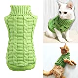 Knitted Braid Plait Turtleneck Sweater Knitwear Outwear for Dogs & Cats (Green, XS)