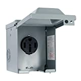 UTSAUTO 50 Amp RV Power Outlet Box Enclosed Lockable Weatherproof Outdoor Electrical 125/250 Volt Receptacle Plug Box Nema 14-50R Receptacle for RV Camper Travel Trailer Motorhome Hookup Power