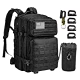 Military Tactical Backpack with Gun Holster Sucipi Large 3 Day Assault Pack 36L Waterproof Molle Army Gun Bug Out Backpack for Men Women Black