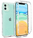 Coolwee Crystal Glitter Full Protective Case for iPhone 11 Heavy Duty Hybrid 3 in 1 Rugged Shockproof Women Girls Transparent for Apple iPhone 11 6.1 inch Shiny Clear Bling Sparkle