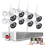 [2 Way Audio,1080P] Wireless Security Camera System 3TB Hard Drive, SAFEVANT 8 Channel Wireless NVR System with 8pcs 1080P HD Indoor Outdoor Surveillance IP Cameras with Night Vision Motion Detection