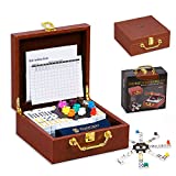 ZOOCEN Double 12 Dominoes Mexican Train Game Set with 91 Colored Dots Tiles Storaged in an Elegant Leather Case,Ideal Family Game for Adults and Kids