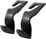 2 Pack Headrest Hooks for Car, Handmade Genuine Leather Wrapping, Back Seat Organizer Hanger Holder, Interior Car Accessories for Woman to Hanger Purse Bag, Perfect for Leather Car Seat, Black