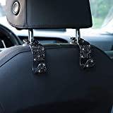 ã€2021 Upgradedã€‘Bling Car Seat Headrest Hooks, Crystal Back Seat Hanger Storage Organizer, Sparkling Car SUV Purse Holder for Handbag Clothes Coats Grocery Bags, Handmade Decorations and Accessories for Women, Girls, Ladies as Gift (Black)