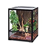 REPTI ZOO Reptile Glass Terrarium, 18" x 18" x 24" Front Opening Terrarium with Double Hinge Door & Top Screen Ventilation, 30 Gallon Tank Large Reptile Terrarium (Knock-Down)