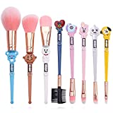 Cute Cartoon Makeup Brushes Set - 8pcs Fairy Makeup Brushes with Soft Pink Fiber and Metallic Handle for Eyebrow, Eyeshadow, Foundation, Blending and Lips, Great Gift for Sister Girlfriend (Style B)