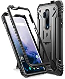 Poetic Revolution Series Designed for OnePlus 7T Pro/OnePlus 7 Pro, Full-Body Rugged Dual-Layer Shockproof Protective Cover with Kickstand and Built-in-Screen Protector, Black