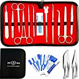 22 Pcs Advanced Dissection Kit For Anatomy and Biology Medical Students With Scalpel Knife Handle - 11 Blades - Case - Lab Veterinary Botany Stainless Steel Dissecting Tool Set For Frogs Animals etc