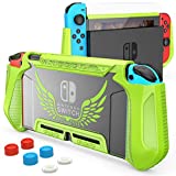 HEYSTOP Case Compatible with Nintendo Switch Case Screen Protector,TPU Protective Heavy Duty Cover Case for Nintendo Switch with Shock Absorption and Anti-Scratch (Green)