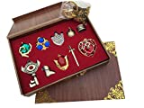 The Legend of Zelda Twilight Princess & Hylian Shield & Master Sword finest collection sets keychain / necklace / jewelry series (Red-10set)