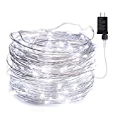 Fairy Lights Plug in, 40Ft 120 Led Waterproof Firefly Lights on Silver Wire UL Adaptor Included, Starry String Lights for Wedding Indoor Outdoor Christmas Patio Garden Decoration, White