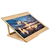 Becko US Puzzle Board with 2 Angle Adjustable Bracket/Stand, Wooden Puzzle Table with Premium Smooth Flannel Surface, Lightweight & Portable, Used Horizontally/Vertically for 1000 Piece Jigsaw Puzzles