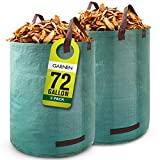 Garnen 72 Gallon Garden Waste Bags (2 Pack), Heavy Duty Reusable/Collapsible Leaf Basket Bags with 4 Reinforced Handles for Lawn Yard Pool Plant Trash Trimming Gardening Containers