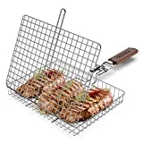 ORDORA Portable Fish Grill Basket, BBQ Grilling Basket for Outdoor Grill, Rustproof 304 Stainless Steel Grill Accessories, Heavy Duty Shrimp Grill Baskets, BBQ Tool for Steak, Potatoes, Chops, Kabob
