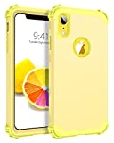 BENTOBEN iPhone XR Case, iPhone XR Phone Case, 3 in 1 Heavy Duty Rugged Hybrid Solid Hard PC Cover Soft Silicone Bumper Impact Resistant Shockproof Protective Case for Apple iPhone XR, Yellow Lemon
