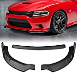 Q1-TECH, Front Bumper Lip fit for compatible with 2015-2021 Dodge Charger SRT, Front Bumper Lip Spoiler Air Chin Body Kit Splitter Unpainted Matt Black ABS, 2016 2017 2018 2019