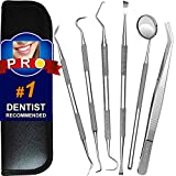 Dental Tools, Plaque Remover for Teeth, Professional Dental Hygiene Cleaning Kit, Stainless Steel Tooth Scraper Plaque Tartar Remover Cleaner, Dental Pick Scaler Oral Care Tools Set - with Case