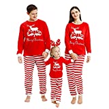 Matching Family Pajamas Christmas Pjs Sets Holiday Sleepwear Outfits Cute Pjs Pants 2 PCs Couple Christmas Pajamas for Women, Size Medium Red