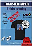 PPD Inkjet Premium Iron-On Dark T Shirt Transfers Paper LTR 8.5x11" Pack of 20 Sheets (PPD004-20)