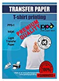 PPD Inkjet PREMIUM Iron-On White and Light Color T Shirt Transfers Paper LTR 8.5x11” Pack of 10 Sheets (PPD001-10)