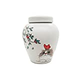 Qiulogfen Cat urn, pet urn, high-end urn, Sealed Ceramic jar, Suitable for Storing The Souvenir of The cat After Death, 30 Cubic inches, White, with cat Pattern