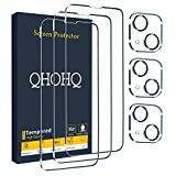 QHOHQ 3 Pack Screen Protector Compatible for iPhone 13 6.1 Inch with 3 Packs Camera Lens Protector, Ultra HD Full Screen Tempered Glass, 9H Hardness, Scratch Resistant, Easy Install - Case Friendly