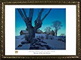 Framed Hill Top Farm, Winter by Maxfield Parrish 32x24 Museum Art Print Poster Snow Landscape Famous Painting from Museum of Fine Arts Boston Collection