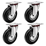 Online Best Service 4 Pack 5" Swivel Caster Wheels Rubber Base with Top Plate & Bearing Heavy Duty