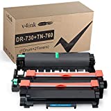 v4ink Compatible Drum and Toners_Cartridges_Printer Replacement for Brother DR730 TN760 (1Drum+2Toner, Design V3) for HL-L2350DW HL-L2370DW HL-L2390DW L2395DW DCP-L2550DW MFC-L2710DW L2730DW L2750DW