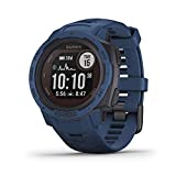 Garmin Instinct Solar, Solar-Powered Rugged Outdoor Smartwatch, Built-in Sports Apps and Health Monitoring, Dark Blue (Renewed)